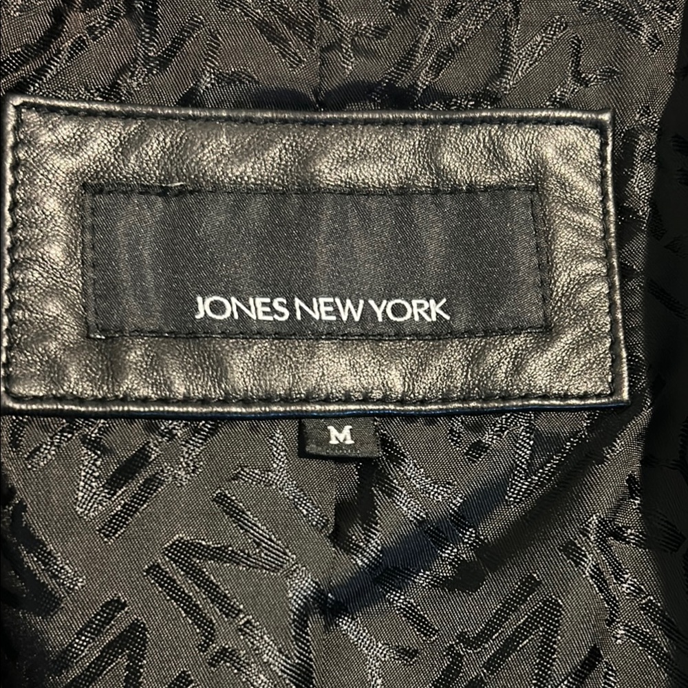 Jones New York Black Leather Blazer Jacket - Picture 3 of 4